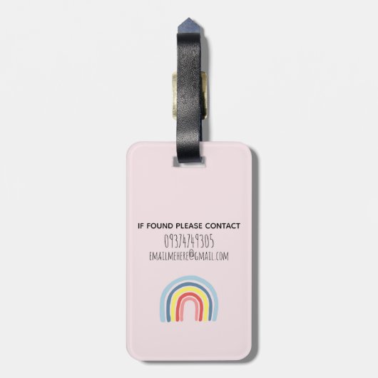 かわいいお洒落レインボー漫画と名前の子供たち ラゲッジタグ (裏面縦)