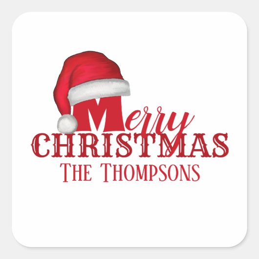 かわいいお洒落レッドサンタクロース スクエアシール (正面)