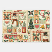 かわいいお洒落レトロ水色クリスマス ラッピングペーパーシート (正面3)