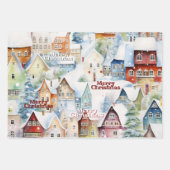 かわいいお洒落レトロ水色クリスマス ラッピングペーパーシート (正面2)
