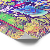 かわいいお洒落ヴィンテージキャンパートレーラーとビーグル ポスター (角)