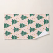 かわいいお洒落ヴィンテージスカンジナビアのクリスマスピンク バスタオルセット (ハンドタオル)