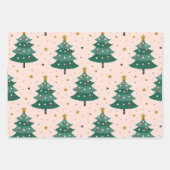 かわいいお洒落ヴィンテージスカンジナビアのクリスマスピンク ラッピングペーパーシート (正面)