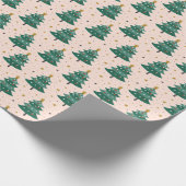 かわいいお洒落ヴィンテージスカンジナビアのクリスマスピンク ラッピングペーパー (角)