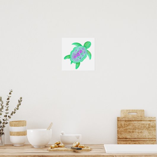 かわいいお洒落亀の子供子供部屋アート ポスター (キッチン)