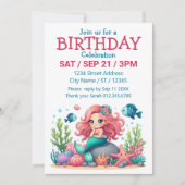 かわいいお洒落人魚と人魚の友達のシーン 招待状 (正面)