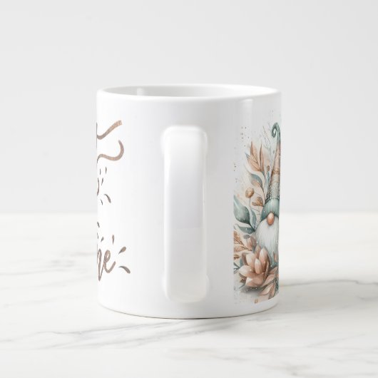 かわいいお洒落冬の格言水の色プリント金ゴールド ジャンボコーヒーマグカップ (裏面)