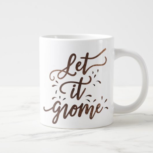 かわいいお洒落冬の格言水の色プリント金ゴールド ジャンボコーヒーマグカップ (右)