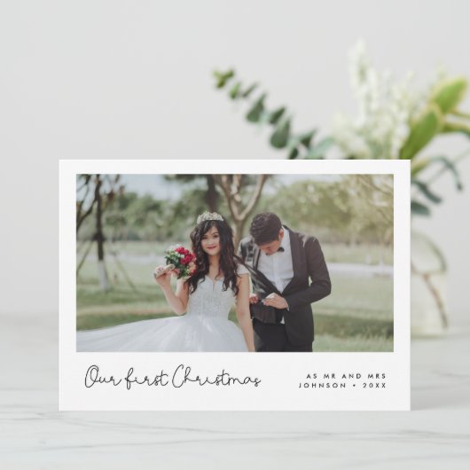 かわいいお洒落初めてのクリスマス写真 招待状 (スタンド正面)