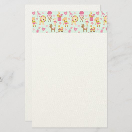 かわいいお洒落動物のおもちゃステーション 便箋 (正面/裏面)