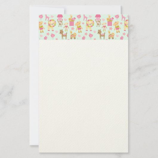 かわいいお洒落動物のおもちゃステーション 便箋 (正面)