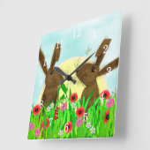 かわいいお洒落動物をあさる スクエア壁時計 (傾斜)