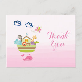 かわいいお洒落動物園の動物アーク赤ちゃんシャワー感謝してい ポストカード
