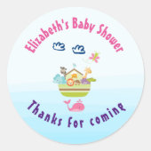 かわいいお洒落動物園の動物アーク赤ちゃんシャワー感謝してい ラウンドシール (正面)