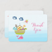 かわいいお洒落動物園の動物アーク赤ちゃんシャワー感謝してい 招待状 (正面/裏面)