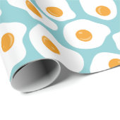 かわいいお洒落卵黄模様(ティール(緑がかった色)ブルー) ラッピングペーパー (ロールコーナー)