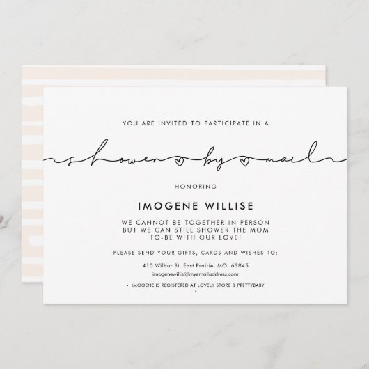 かわいいお洒落台本ベビーシャワーby mail 招待状 (正面/裏面)