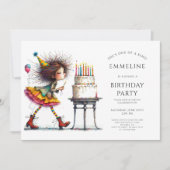 かわいいお洒落女の子の誕生日パーティー 招待状 (正面)