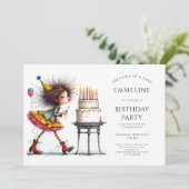 かわいいお洒落女の子の誕生日パーティー 招待状 (スタンド正面)