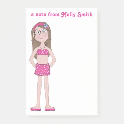 かわいいお洒落女の子らしい女の子漫画スケッチ ポストイット (正面)