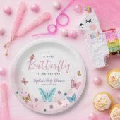 かわいいお洒落小さな蝶の女の子の赤ちゃんシャワー ペーパープレート (パーティー)