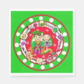 かわいいお洒落小人クリスマス スタンダードランチョンナプキン (正面)