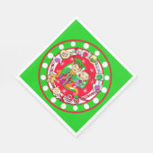 かわいいお洒落小人クリスマス スタンダードランチョンナプキン (角)