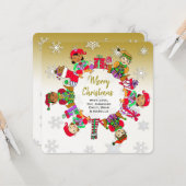 かわいいお洒落小妖精や小人とキャンディ金ゴールド カード (正面/裏面インサイチュ)