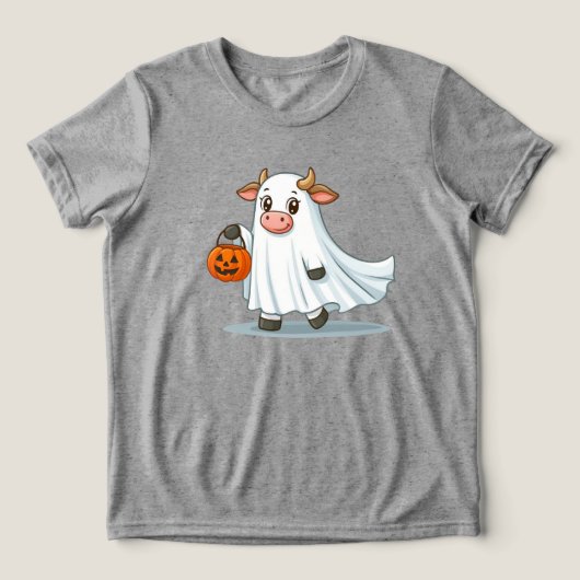 かわいいお洒落幽霊牛 トライブレンドＴシャツ (デザイン正面)