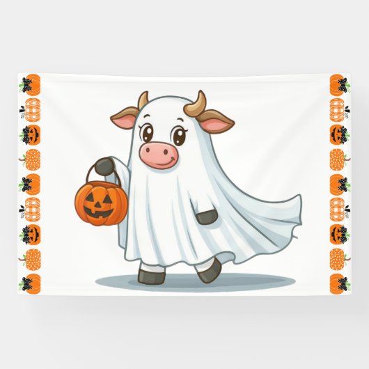 かわいいお洒落幽霊牛 横断幕 (横)
