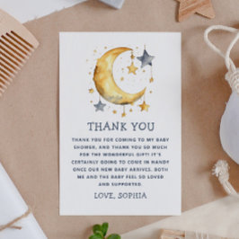 かわいいお洒落月&星の天の赤ちゃんシャワー サンキューカード