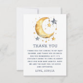 かわいいお洒落月&星の天の赤ちゃんシャワー サンキューカード (正面)