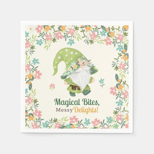 かわいいお洒落格言ファースト誕生日フローラ スタンダードカクテルナプキン (正面)