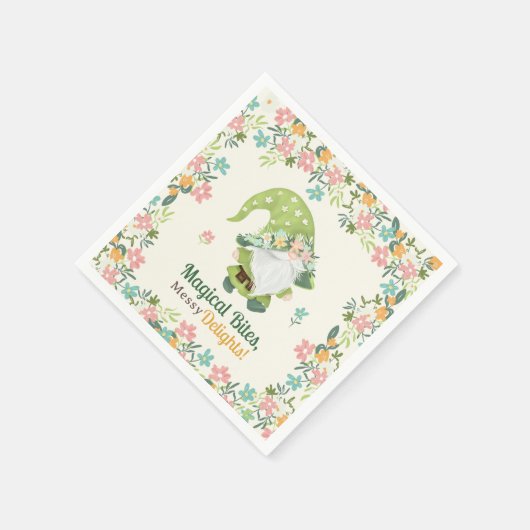 かわいいお洒落格言ファースト誕生日フローラ スタンダードカクテルナプキン (角)