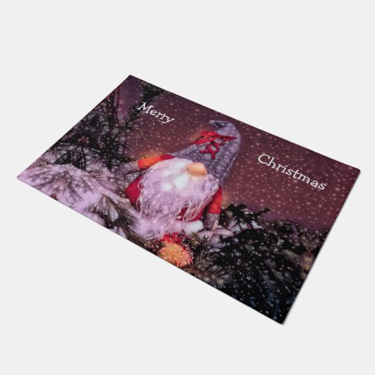 かわいいお洒落格言メリークリスマスホリデーツリー ドアマット (アングル)