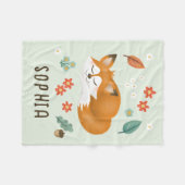 かわいいお洒落森キツネキッズ秋 フリースブランケット (正面(横))