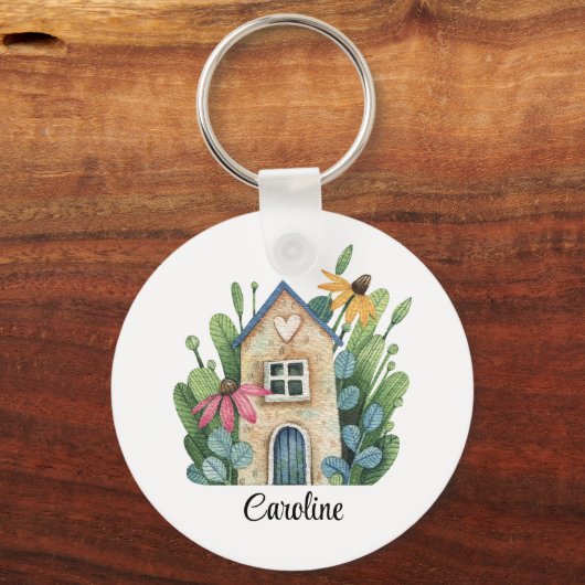 かわいいお洒落水彩丸アルミニウム キーホルダー (正面)