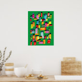 かわいいお洒落水彩住宅 ポスター (キッチン)