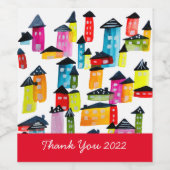 かわいいお洒落水彩住宅 ワインラベル (シングルラベル)