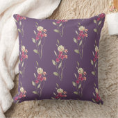 かわいいお洒落水彩花模様（紫） クッション (ブランケット)