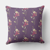 かわいいお洒落水彩花模様（紫） クッション (裏面)