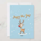 かわいいお洒落水色トナカイのクリスマスツリー シーズンカード (裏面)