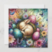 かわいいお洒落水色バニーイースターエッグ シーズンカード (正面)