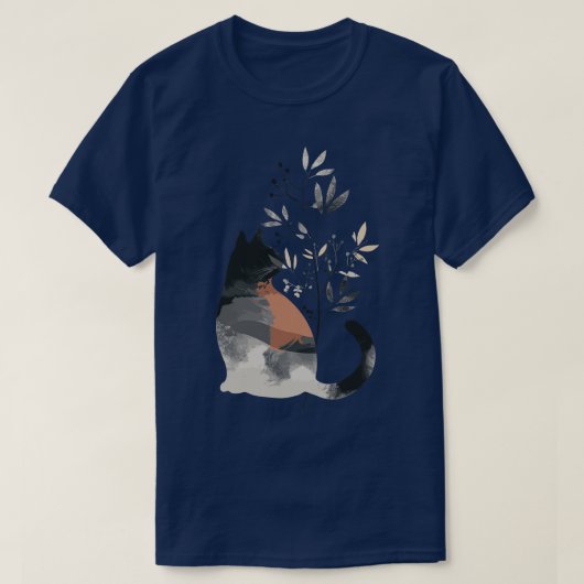 かわいいお洒落猫イラストレーションかわいい動物Ar Tシャツ (デザイン正面)