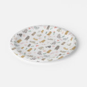 かわいいお洒落猫パターンイラストレーション ペーパープレート (アングル)