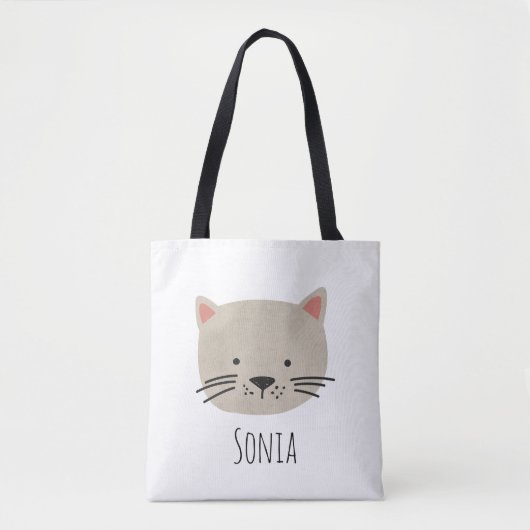 かわいいお洒落猫顔 トートバッグ (正面)