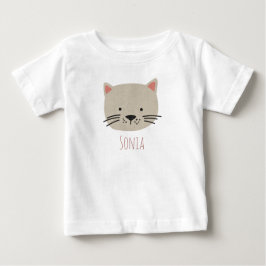かわいいお洒落猫顔 ベビーTシャツ