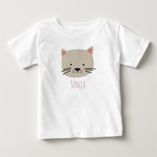 かわいいお洒落猫顔 ベビーTシャツ (正面)