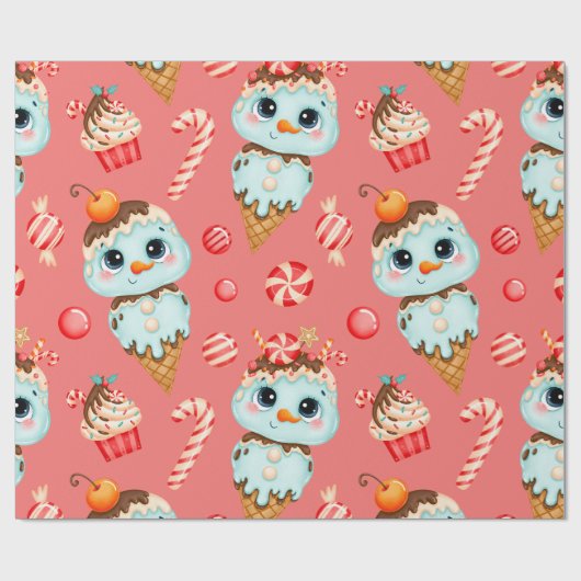 かわいいお洒落甘いトリートピンクと赤のクリスマス ラッピングペーパー (フラット)