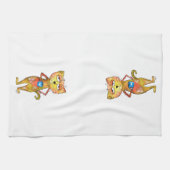 かわいいお洒落疲れた猫コーヒーを飲む キッチンタオル (横)